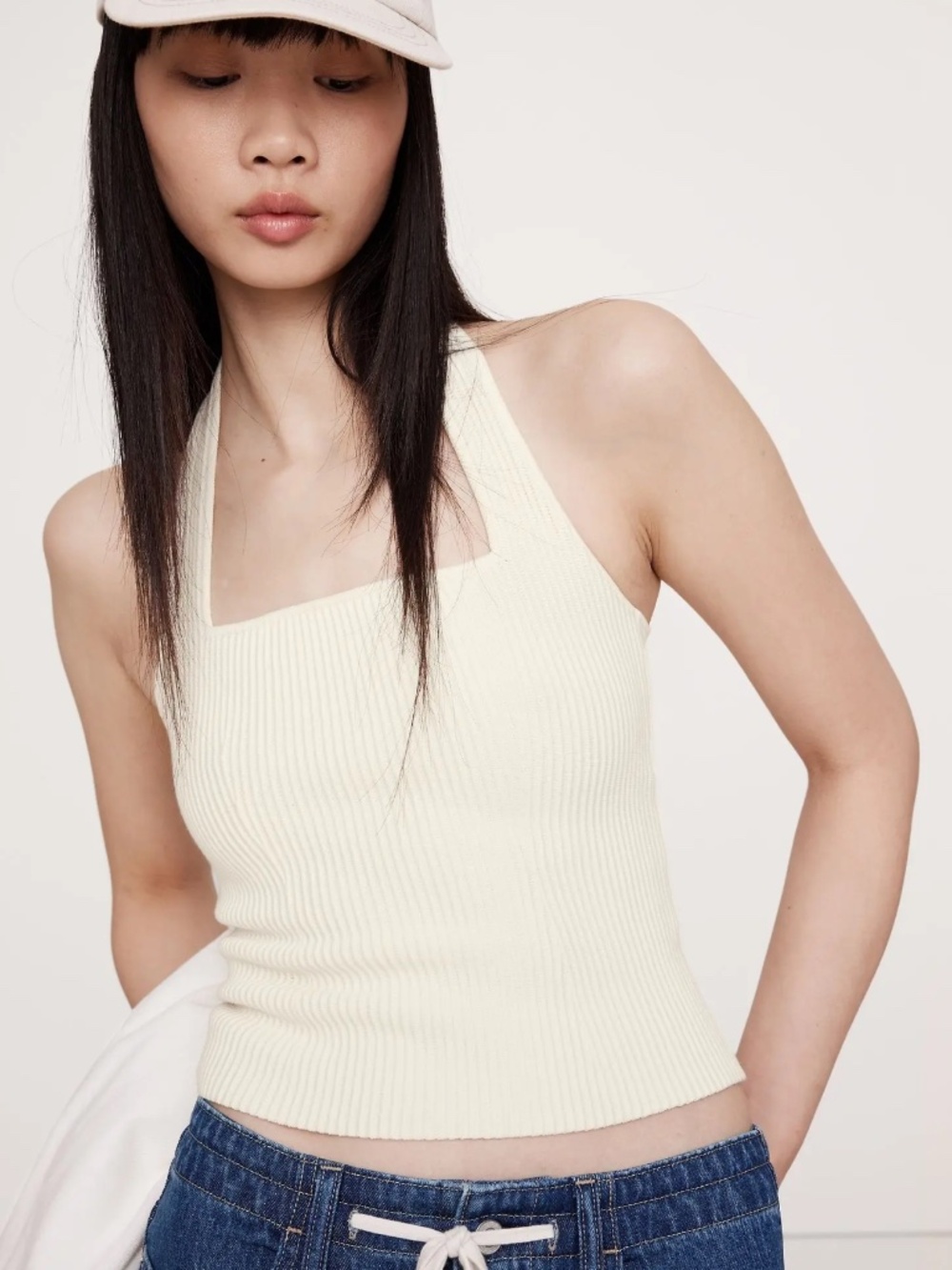 Banana Republic Sculpted Square-Neck Halter Top